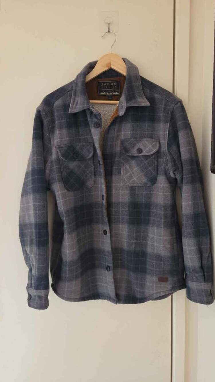 Jachs New York Sherpa Lined Flannel Shirt Jacket. Like-New thick & heavy Oversiz